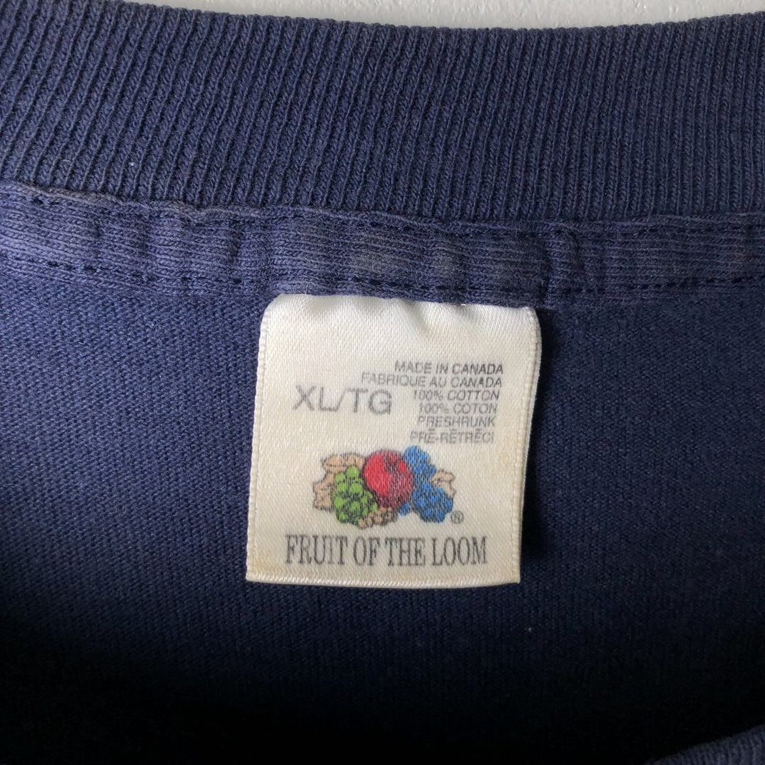 90'S Fruit of the Loom Message Print T-Shirt Made in Canada Men's XL Vintage cotton navy blue type Vintage Second Hand