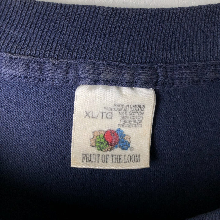90'S Fruit of the Loom Message Print T-Shirt Made in Canada Men's XL Vintage cotton navy blue type Vintage Second Hand