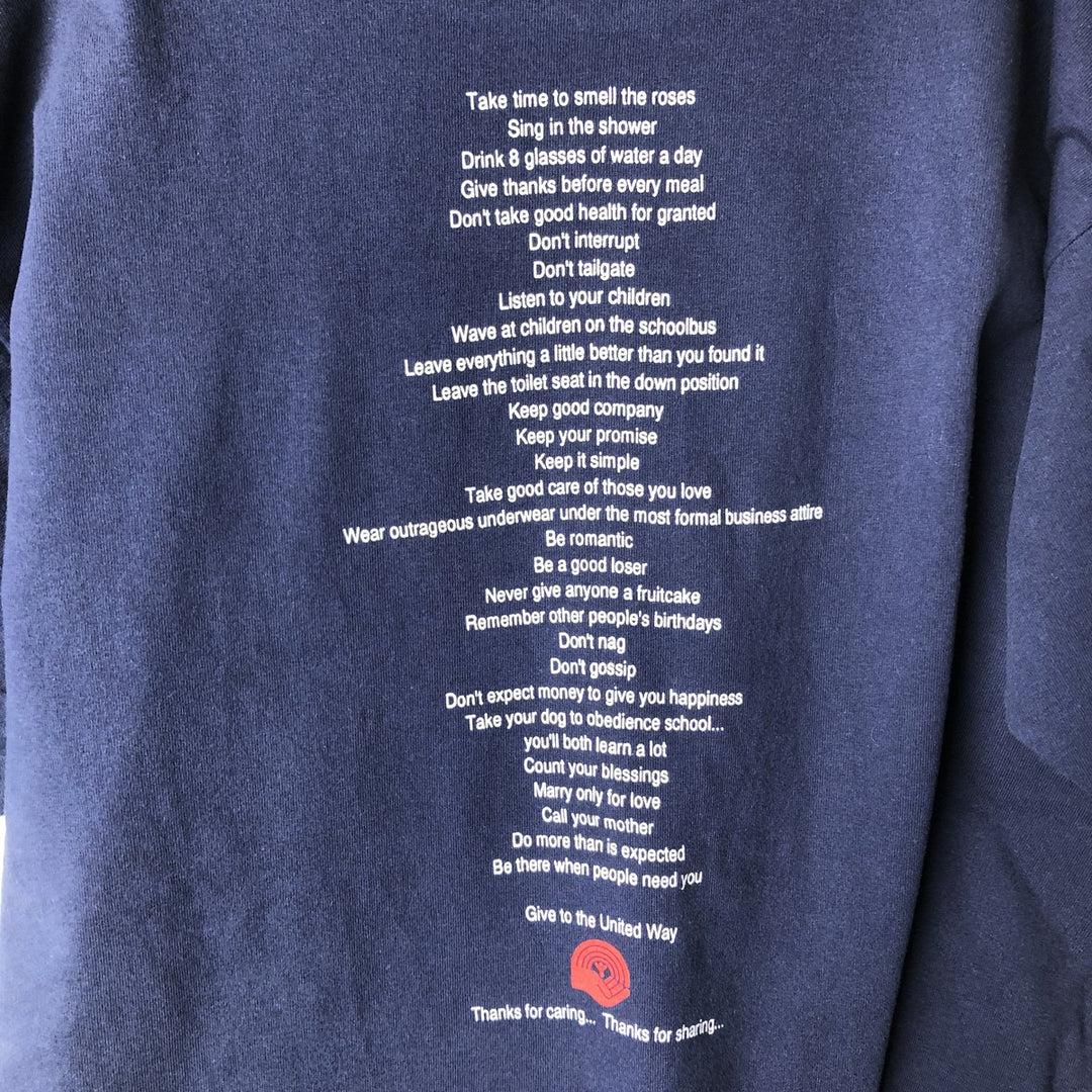 90'S Fruit of the Loom Message Print T-Shirt Made in Canada Men's XL Vintage cotton navy blue type Vintage Second Hand