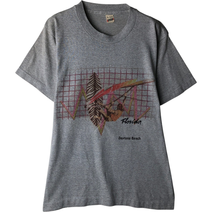 90'S SCREEN STARS Printed T-shirt Made in USA Men's L Vintage cotton gray type Vintage Second Hand