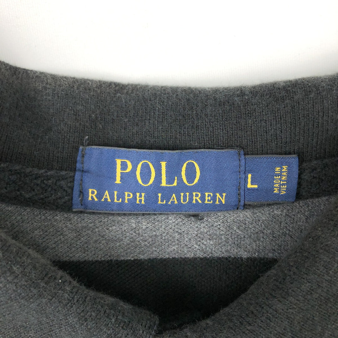 Ralph Lauren POLO RALPH LAUREN Short Sleeve Striped Polo Shirt Men's Size L cotton black type Vintage Second Hand