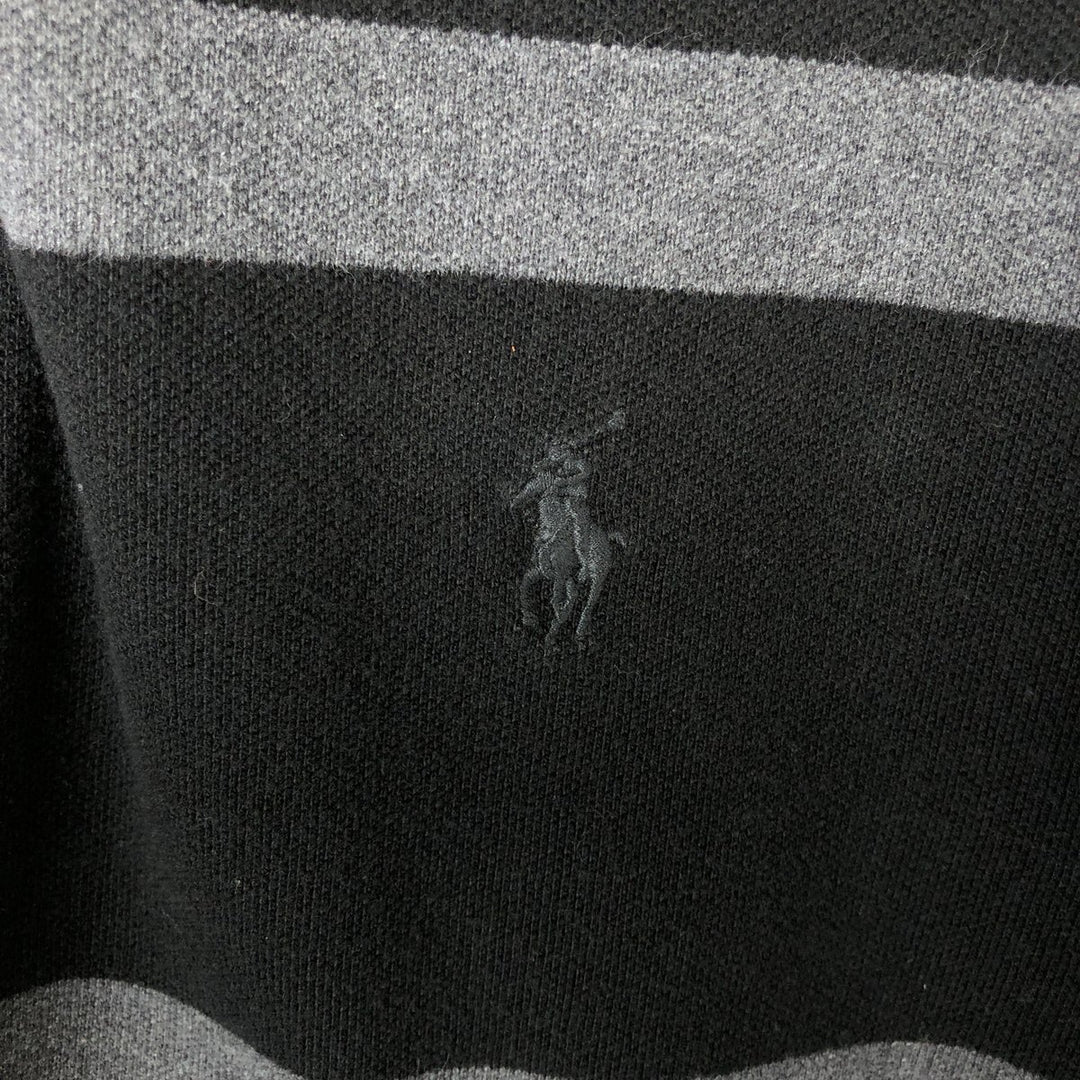 Ralph Lauren POLO RALPH LAUREN Short Sleeve Striped Polo Shirt Men's Size L cotton black type Vintage Second Hand