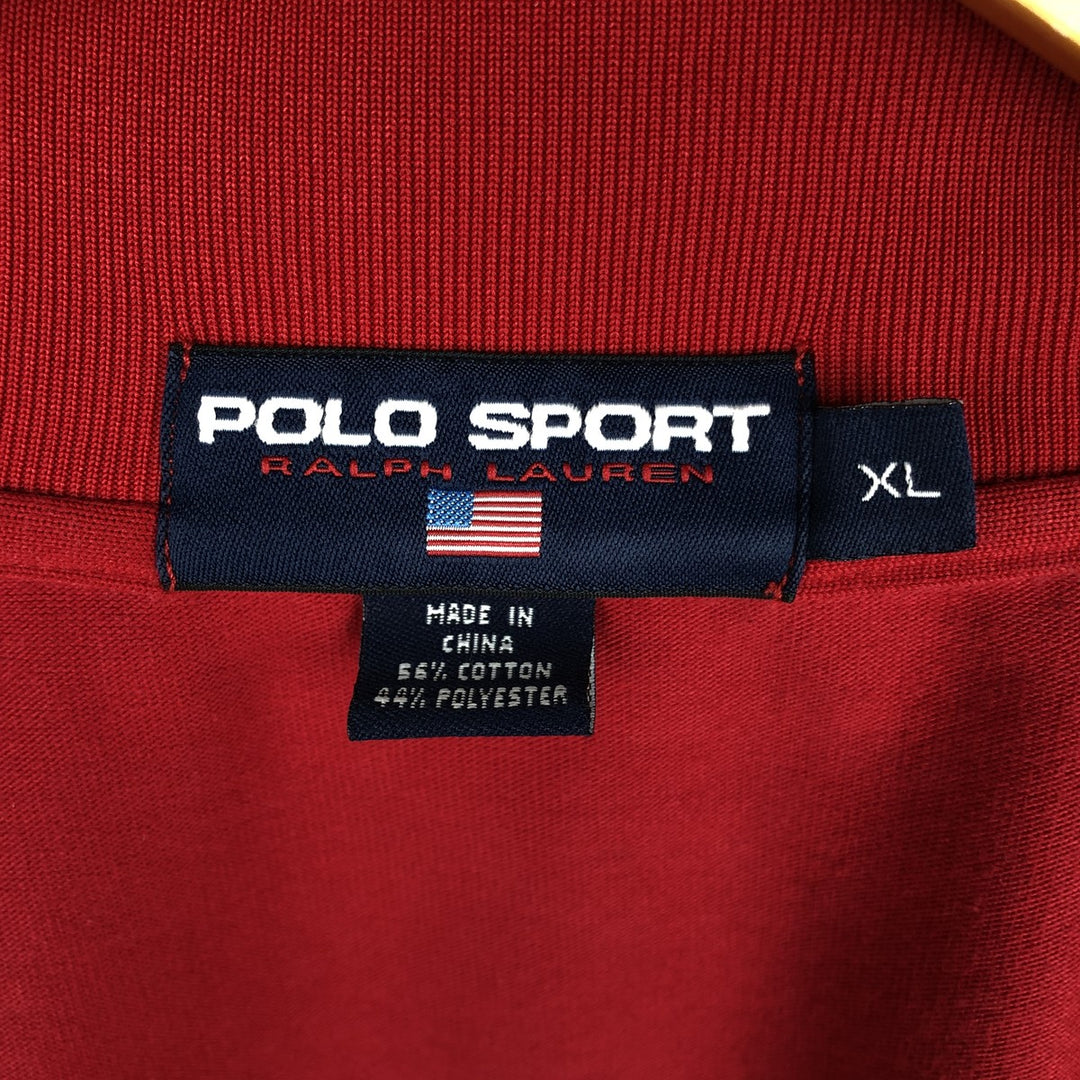 90'S Ralph Lauren POLO SPORT Polycotton Jersey Track Jacket, Men's Size XL cotton red type Vintage Second Hand