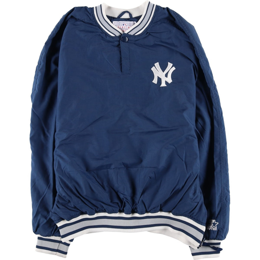 90'S Starter MLB New York Yankees Half-Snap Nylon Pullover, Men's Size L Nylon navy blue type Vintage Second Hand