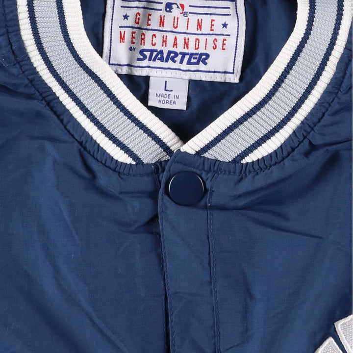 90'S Starter MLB New York Yankees Half-Snap Nylon Pullover, Men's Size L Nylon navy blue type Vintage Second Hand