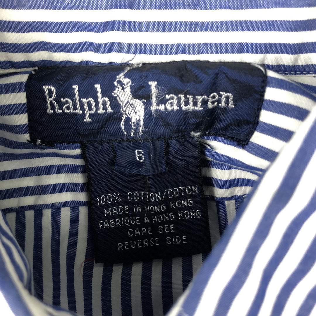 Ralph Lauren Striped Pattern Long Sleeve Cotton Striped Shirt, Women's Size M cotton blue type Vintage Second Hand