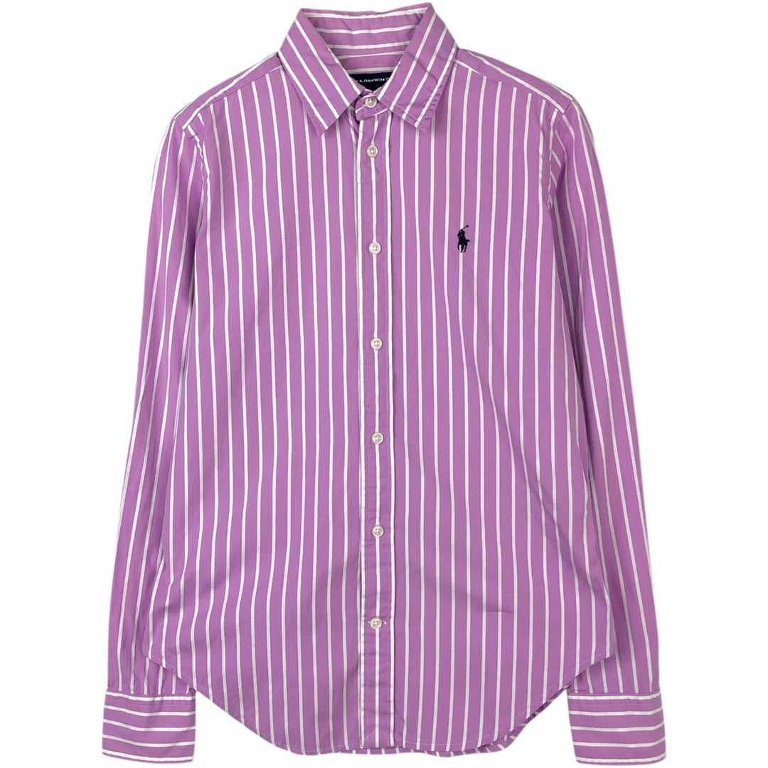 Ralph Lauren RALPH LAUREN SPORT long-sleeved cotton striped shirt, women's size S cotton purple type Vintage Second Hand