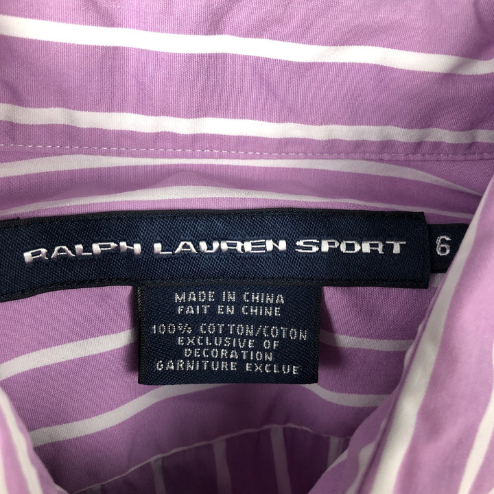 Ralph Lauren RALPH LAUREN SPORT long-sleeved cotton striped shirt, women's size S cotton purple type Vintage Second Hand