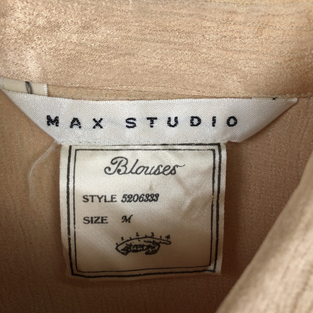 MAX STUDIO Round Collar Long Sleeve Shirt, Made in USA, Women's Size Medium, Vintage acetate yellow type Vintage Second Hand
