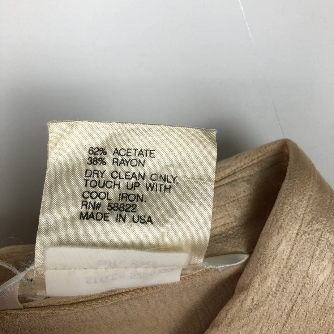 MAX STUDIO Round Collar Long Sleeve Shirt, Made in USA, Women's Size Medium, Vintage acetate yellow type Vintage Second Hand