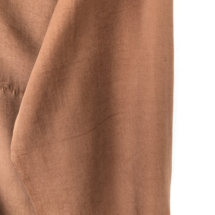 Anne Carson Long Sleeve Open Collar Silk Shirt, Boxy, Women's Size Medium, Vintage silk brown type Vintage Second Hand
