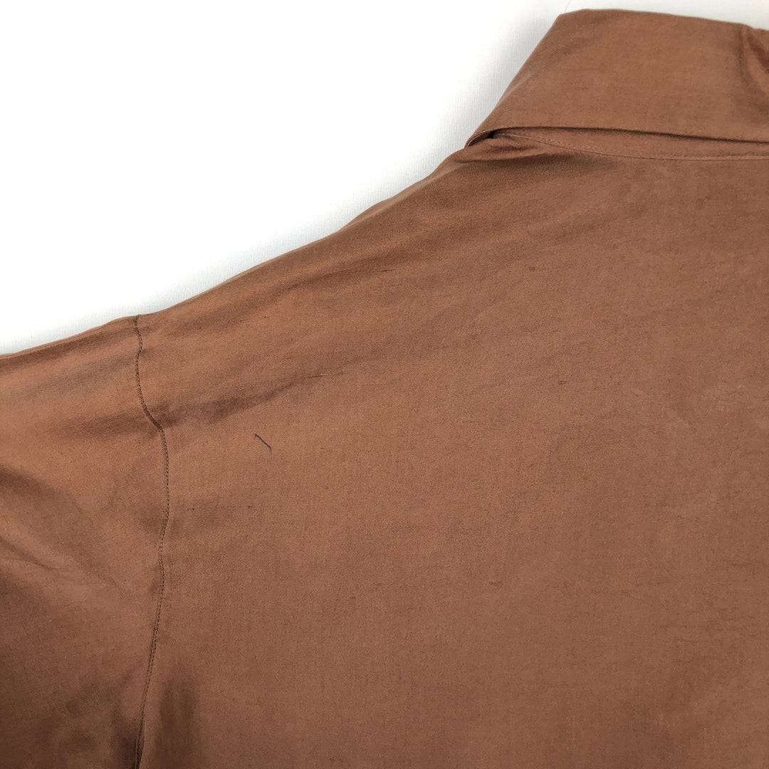 Anne Carson Long Sleeve Open Collar Silk Shirt, Boxy, Women's Size Medium, Vintage silk brown type Vintage Second Hand