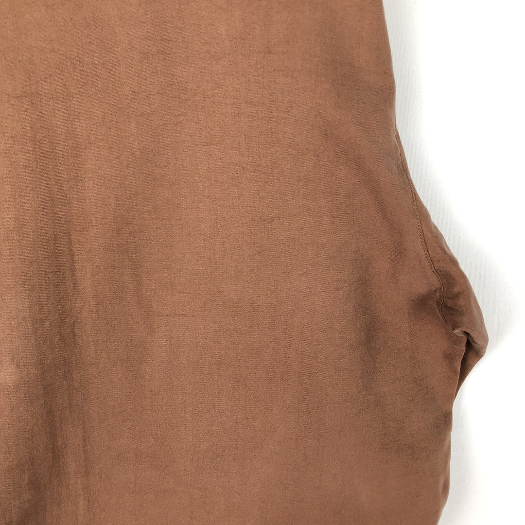 Anne Carson Long Sleeve Open Collar Silk Shirt, Boxy, Women's Size Medium, Vintage silk brown type Vintage Second Hand