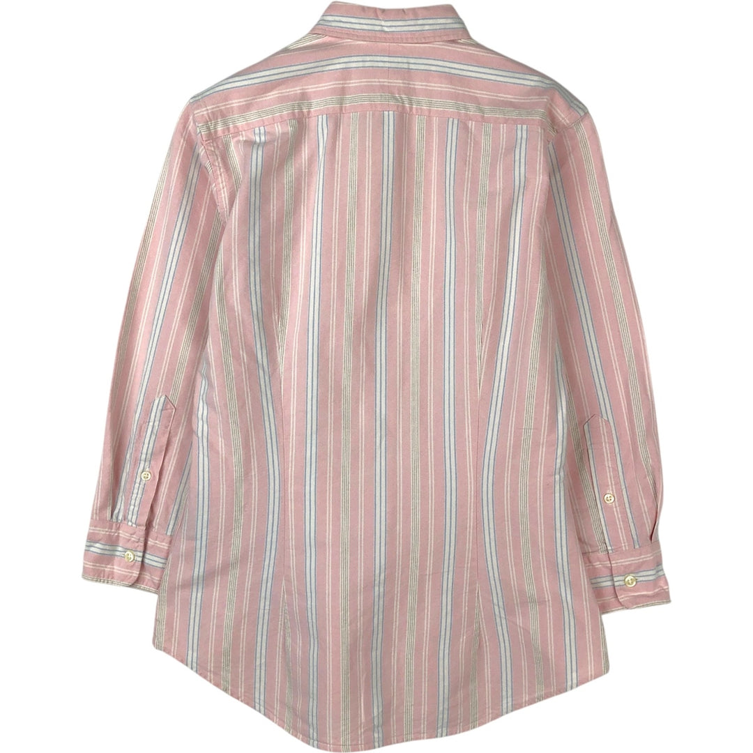 Ralph Lauren Slim Fit Multi-Stripe 3/4 Sleeve Button-Down Striped Shirt, Women's Size L cotton pink type Vintage Second Hand