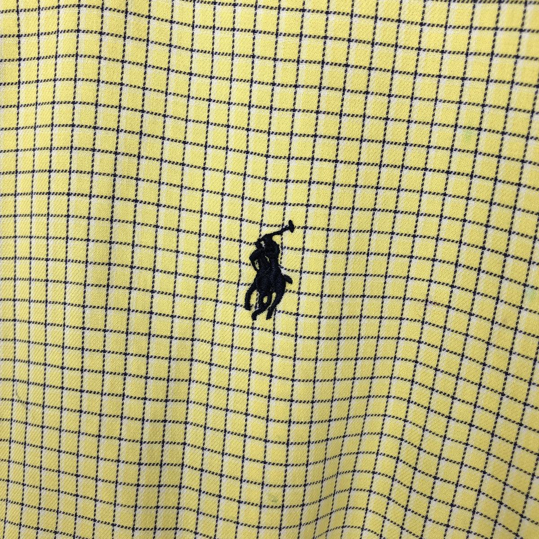 Ralph Lauren long-sleeved button-down check shirt, women's size L cotton yellow type Vintage Second Hand