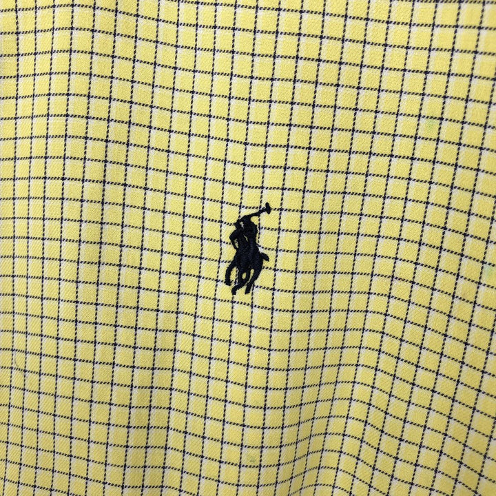 Ralph Lauren long-sleeved button-down check shirt, women's size L cotton yellow type Vintage Second Hand