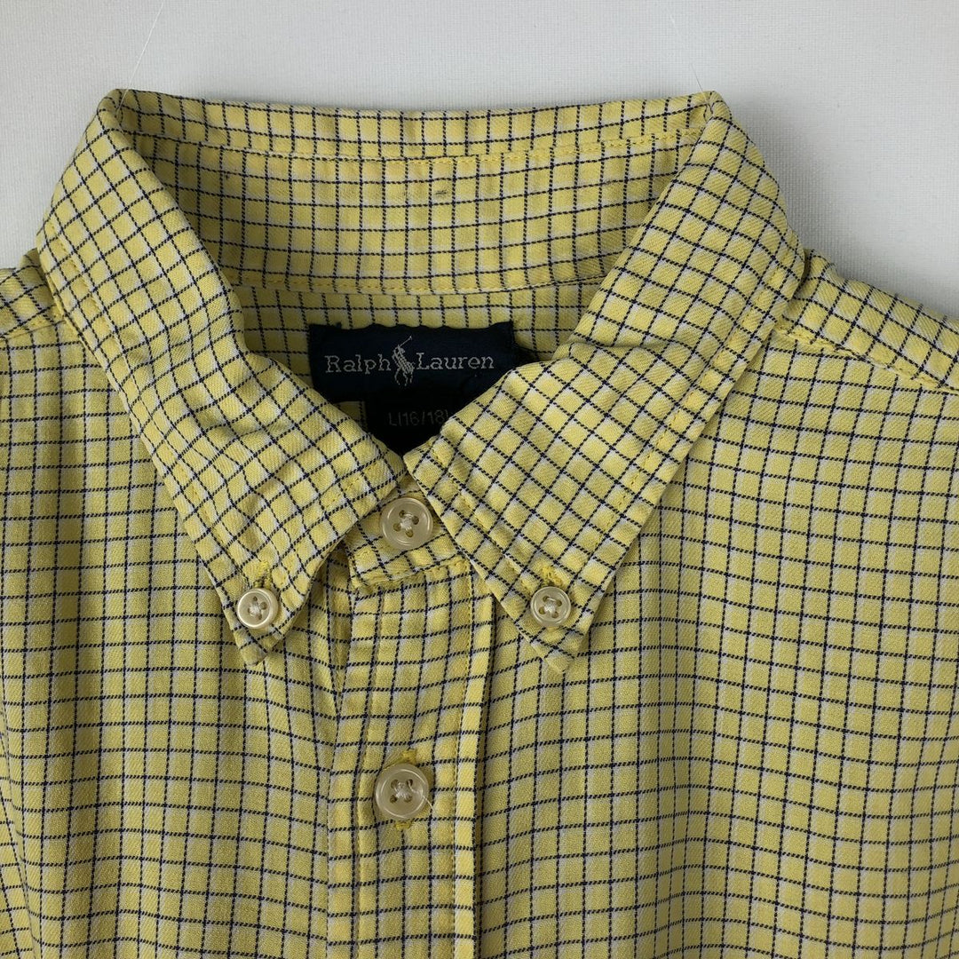 Ralph Lauren long-sleeved button-down check shirt, women's size L cotton yellow type Vintage Second Hand