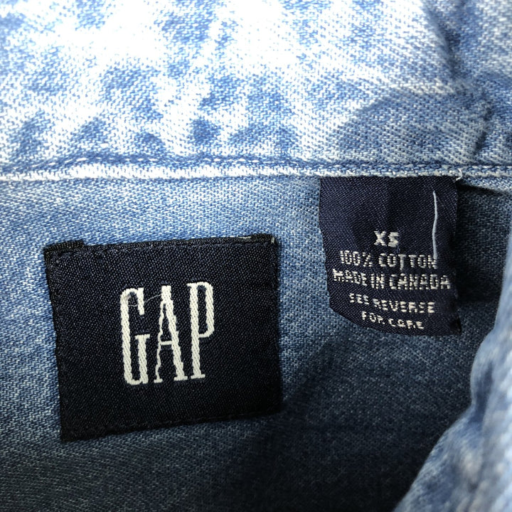 90'S GAP Vintage Long Sleeve Denim Shirt, Made in Canada, Men's Size XS cotton blue type Vintage Second Hand