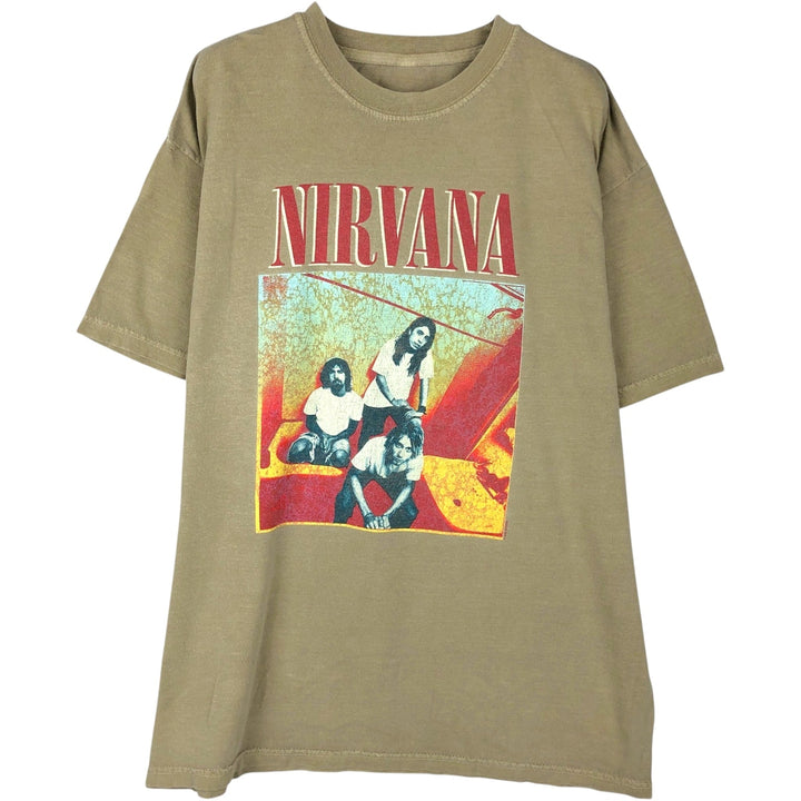 NIRVANA Nirvana Band T-shirt, Band T, Men's L size unclear Khaki type Vintage Second Hand