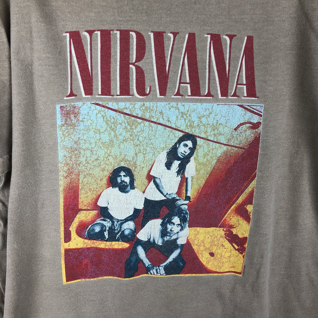 NIRVANA Nirvana Band T-shirt, Band T, Men's L size unclear Khaki type Vintage Second Hand