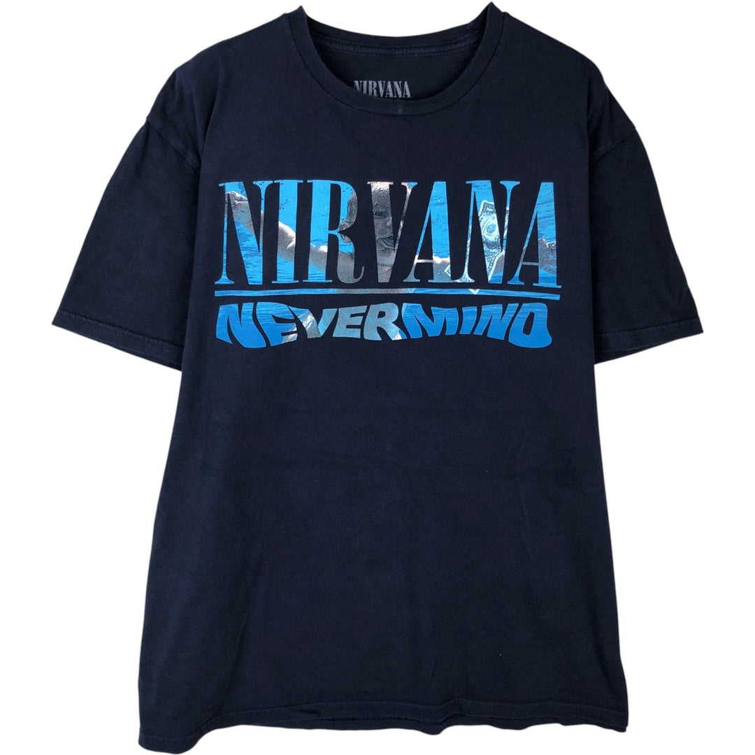 NIRVANA Nirvana Band T-shirt, Band T, Men's M size unclear navy blue type Vintage Second Hand