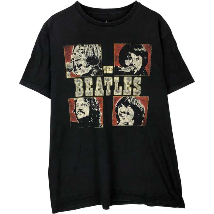 THE BEATLES Band T-shirt, Men's L size cotton black type Vintage Second Hand