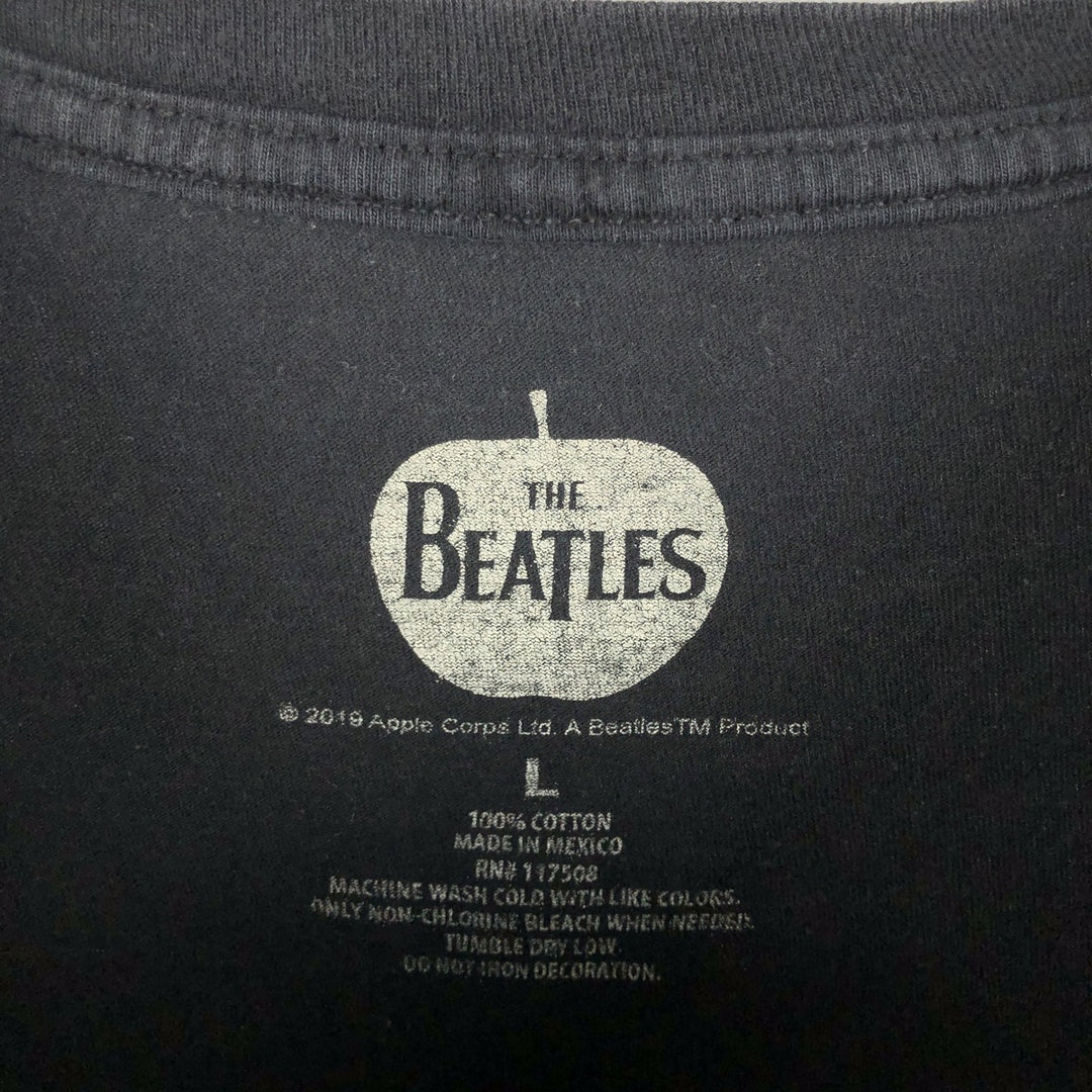 THE BEATLES Band T-shirt, Men's L size cotton black type Vintage Second Hand
