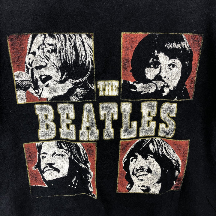 THE BEATLES Band T-shirt, Men's L size cotton black type Vintage Second Hand