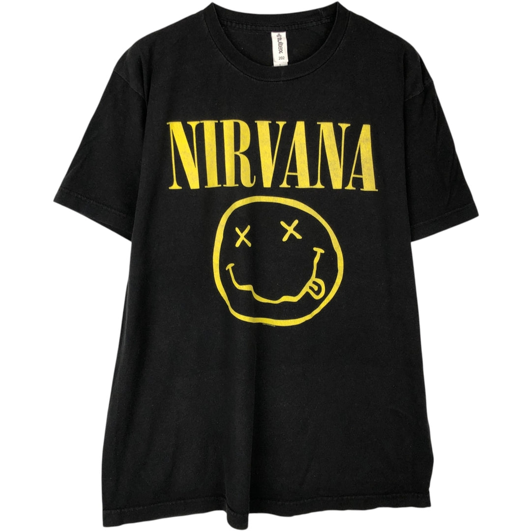Tultex NIRVANA Band T-Shirt, Men's Size L cotton black type Vintage Second Hand