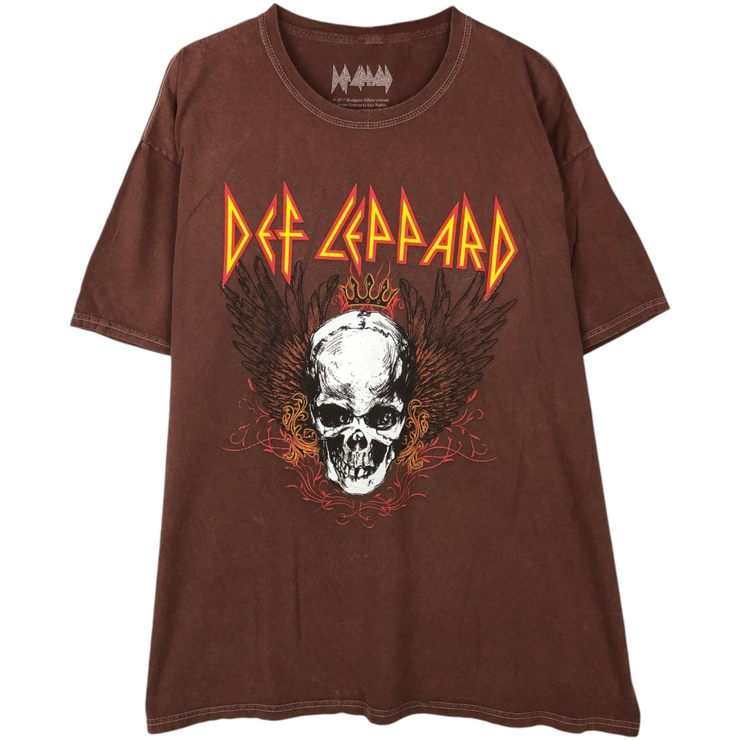 DEF LEPPARD Def Leppard Band T-shirt Band T Men's L size cotton black type Vintage Second Hand