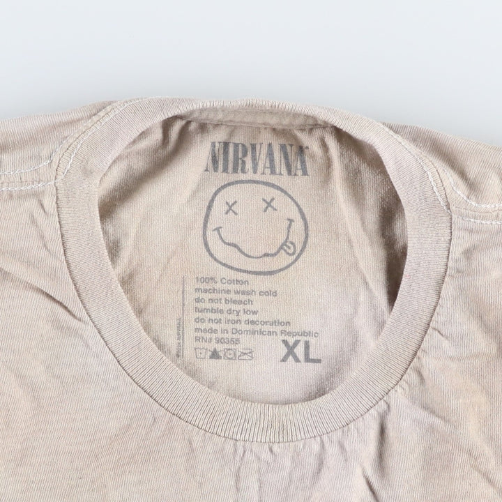 NIRVANA Nirvana Band T-shirt, Band T, Men's XL size cotton Beige type Vintage Second Hand