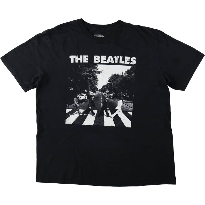 THE BEATLES Band T-shirt, Men's L size cotton black type Vintage Second Hand