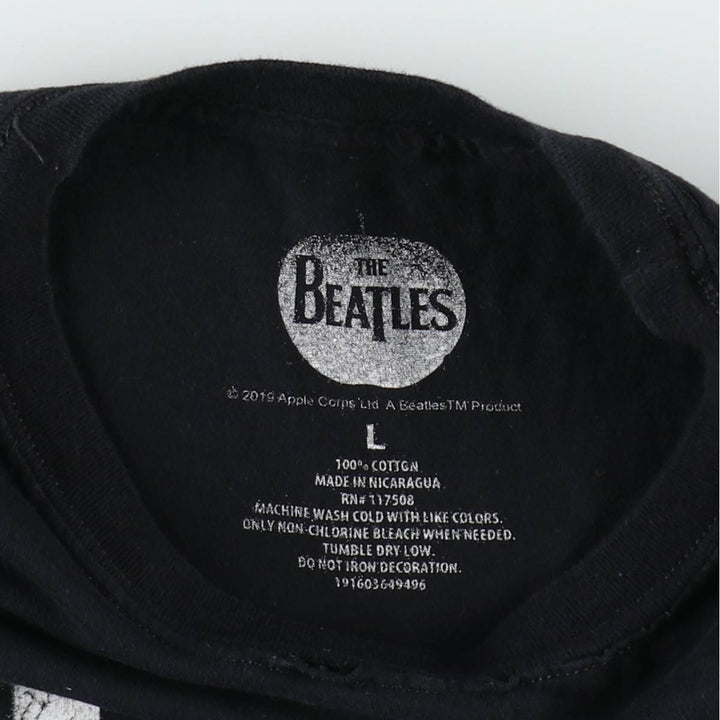THE BEATLES Band T-shirt, Men's L size cotton black type Vintage Second Hand