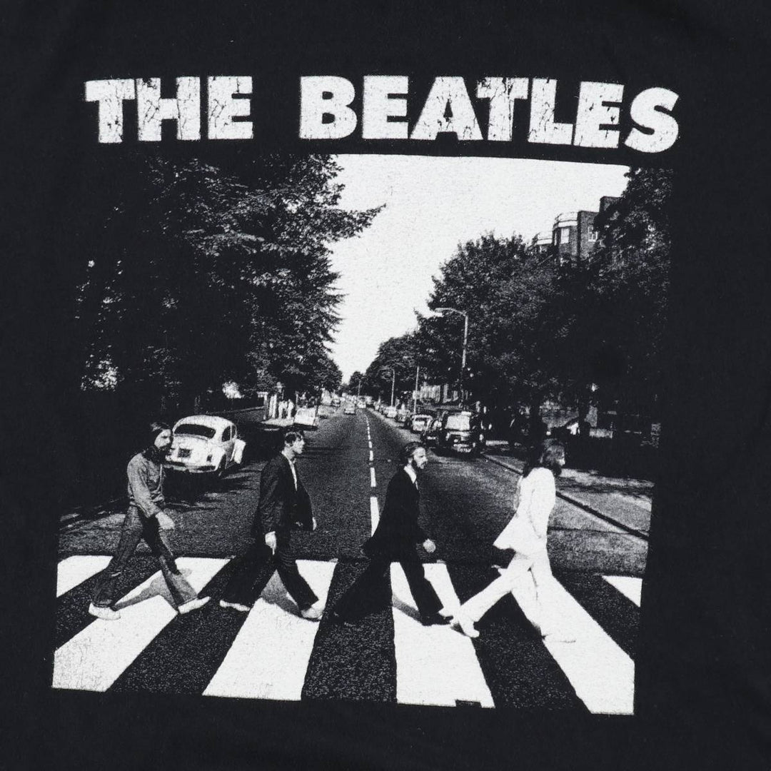 THE BEATLES Band T-shirt, Men's L size cotton black type Vintage Second Hand