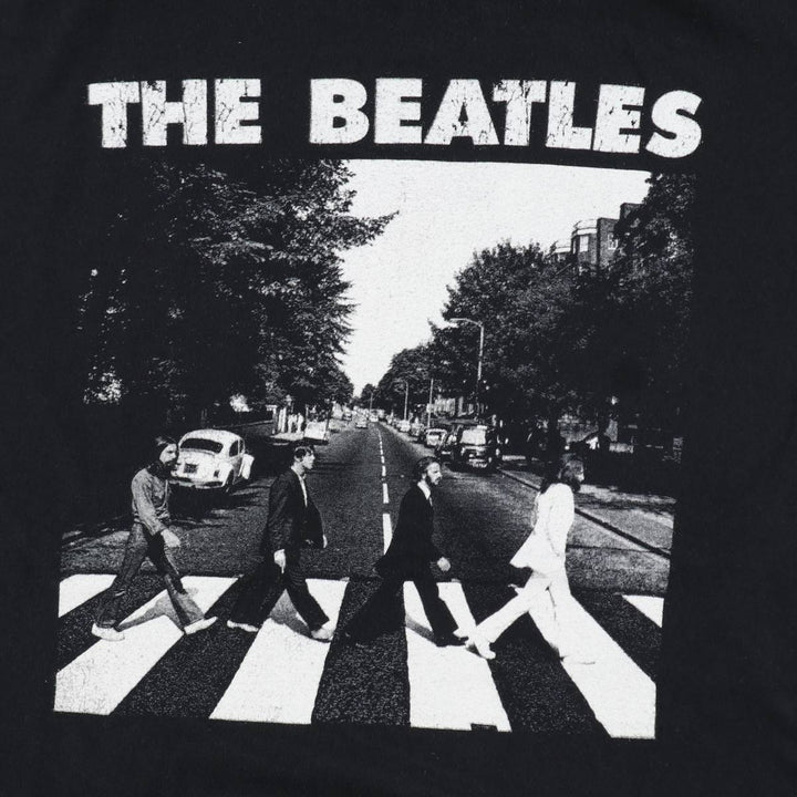 THE BEATLES Band T-shirt, Men's L size cotton black type Vintage Second Hand