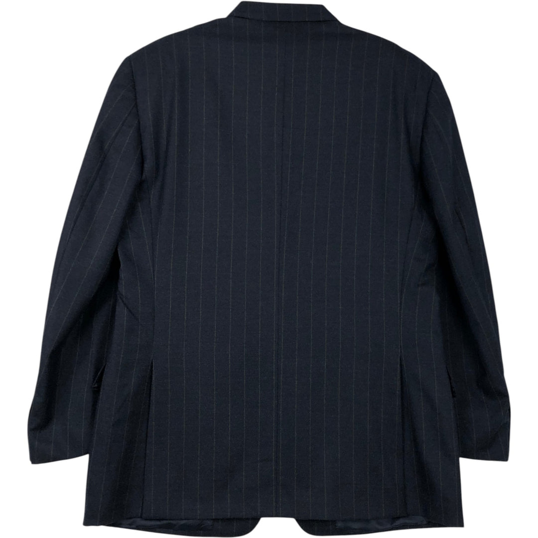 Ermenegildo Zegna Striped Pattern Cashmere-Blend Wool Tailored Jacket, Made in Italy, Men's Size L wool black type Vintage Second Hand
