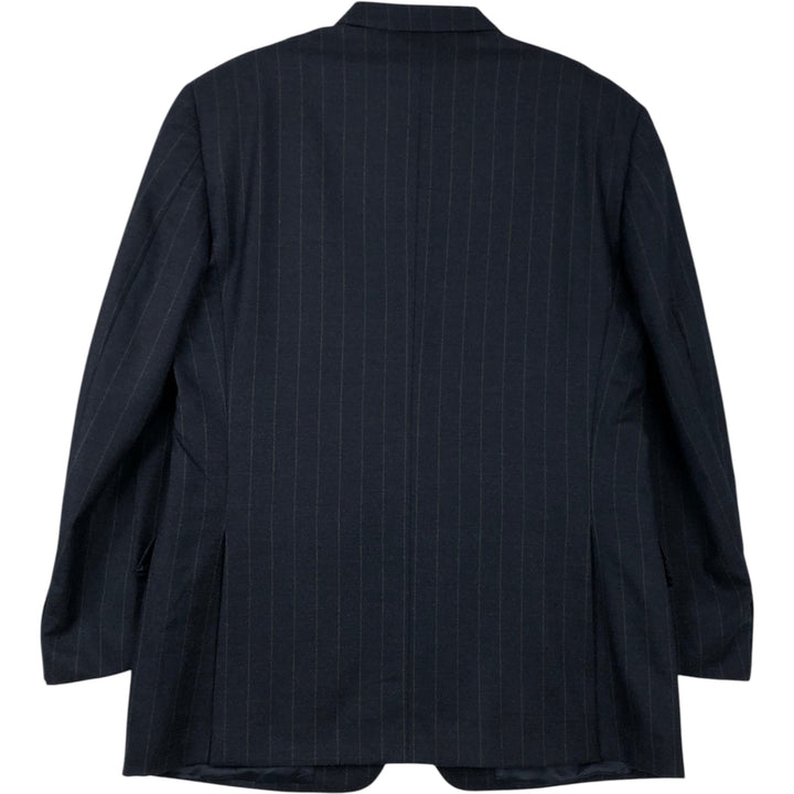 Ermenegildo Zegna Striped Pattern Cashmere-Blend Wool Tailored Jacket, Made in Italy, Men's Size L wool black type Vintage Second Hand