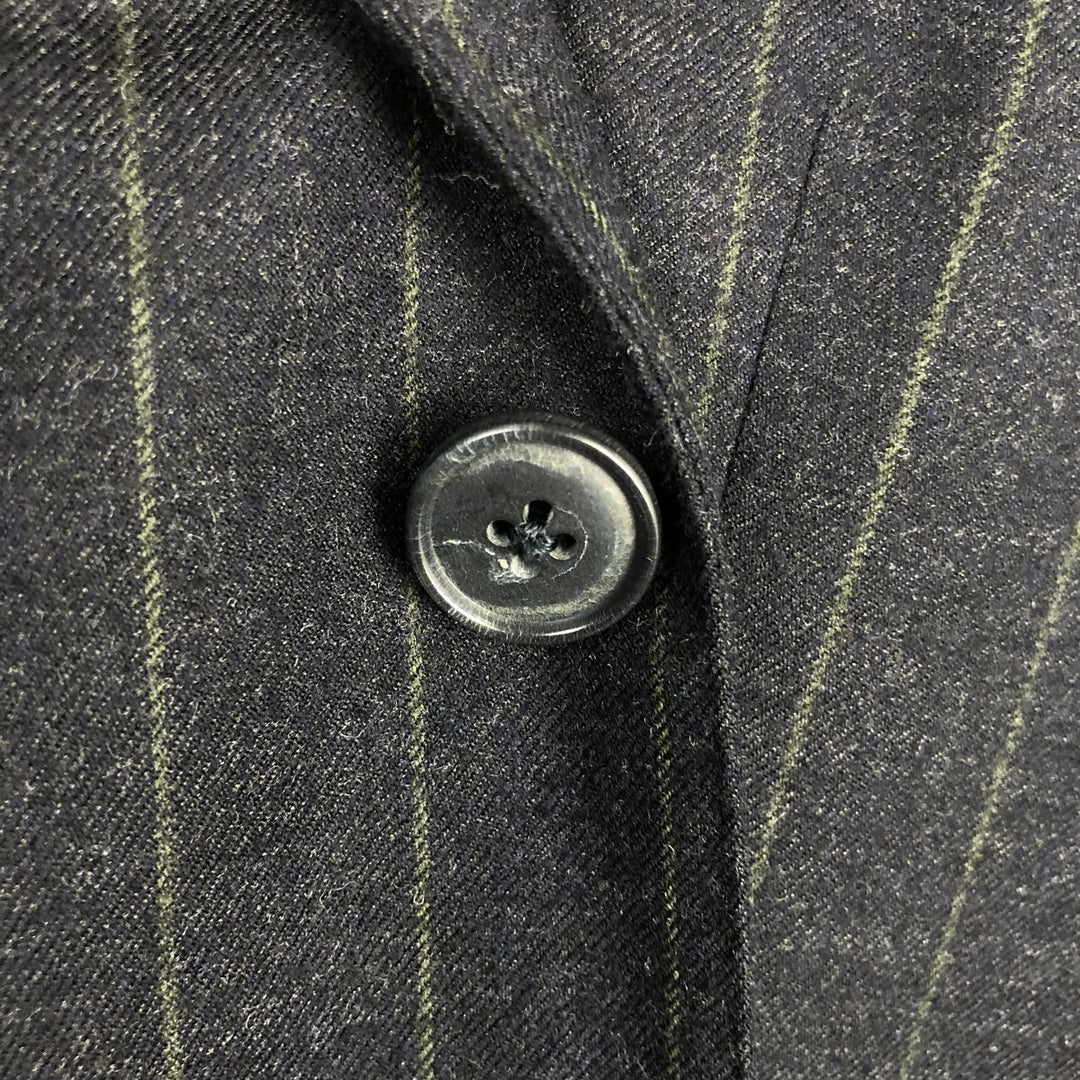 Ermenegildo Zegna Striped Pattern Cashmere-Blend Wool Tailored Jacket, Made in Italy, Men's Size L wool black type Vintage Second Hand