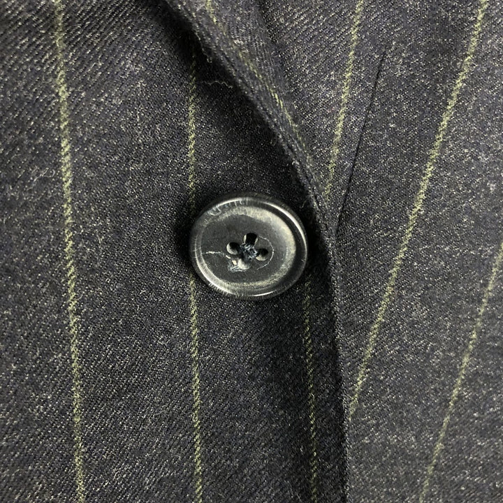 Ermenegildo Zegna Striped Pattern Cashmere-Blend Wool Tailored Jacket, Made in Italy, Men's Size L wool black type Vintage Second Hand