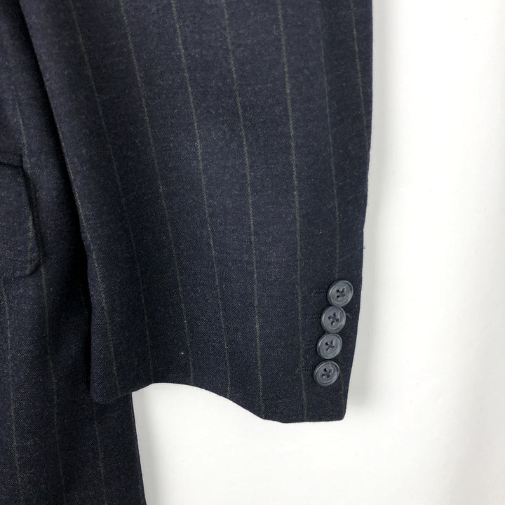 Ermenegildo Zegna Striped Pattern Cashmere-Blend Wool Tailored Jacket, Made in Italy, Men's Size L wool black type Vintage Second Hand