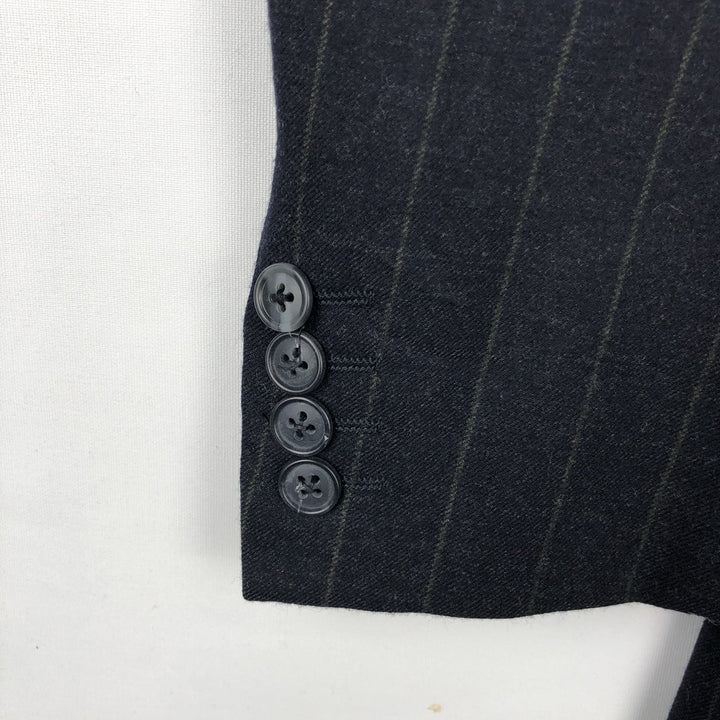 Ermenegildo Zegna Striped Pattern Cashmere-Blend Wool Tailored Jacket, Made in Italy, Men's Size L wool black type Vintage Second Hand