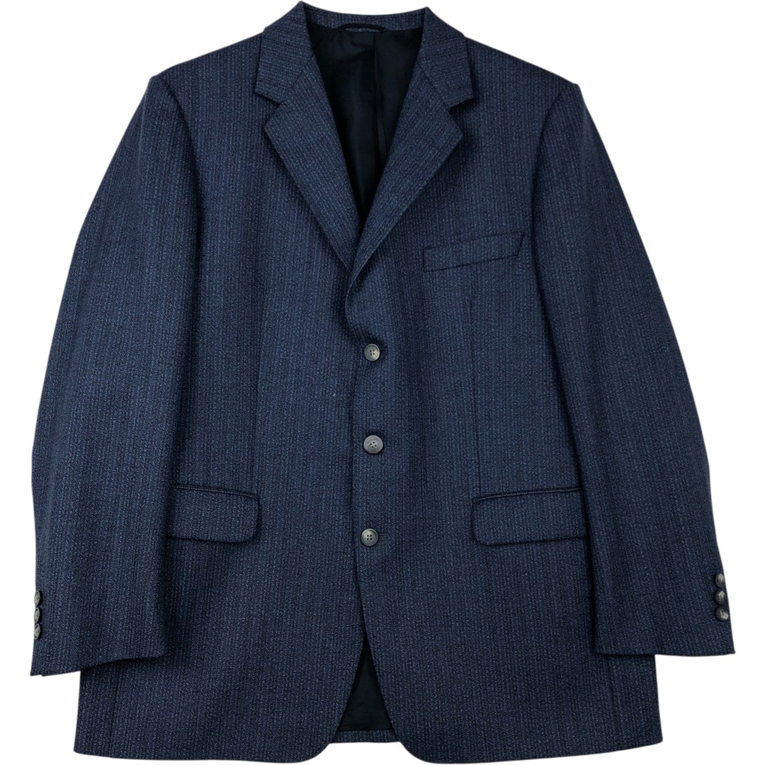 Gledhill Striped Wool Tailored Jacket, Made in the UK, Men's Size Medium wool navy blue type Vintage Second Hand