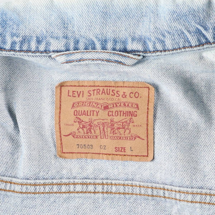 90'S Levi's 70503-02 denim jacket, denim jacket, men's size L, vintage cotton blue type Vintage Second Hand