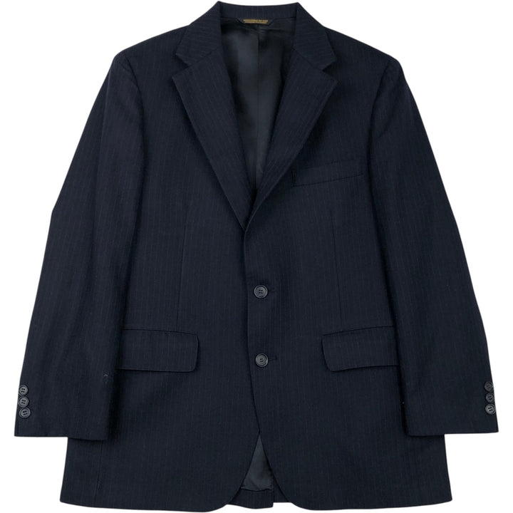 Varsity Town Striped Pattern Wool Tailored Jacket, Men's Size Medium wool navy blue type Vintage Second Hand