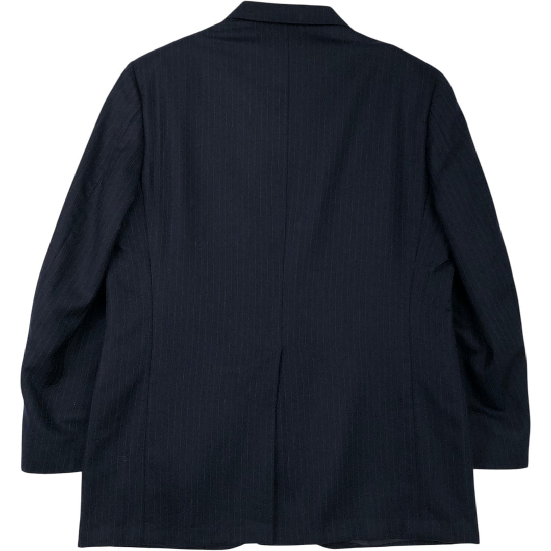 Varsity Town Striped Pattern Wool Tailored Jacket, Men's Size Medium wool navy blue type Vintage Second Hand