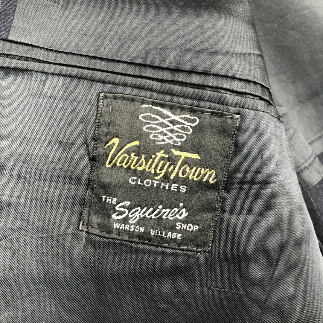 Varsity Town Striped Pattern Wool Tailored Jacket, Men's Size Medium wool navy blue type Vintage Second Hand