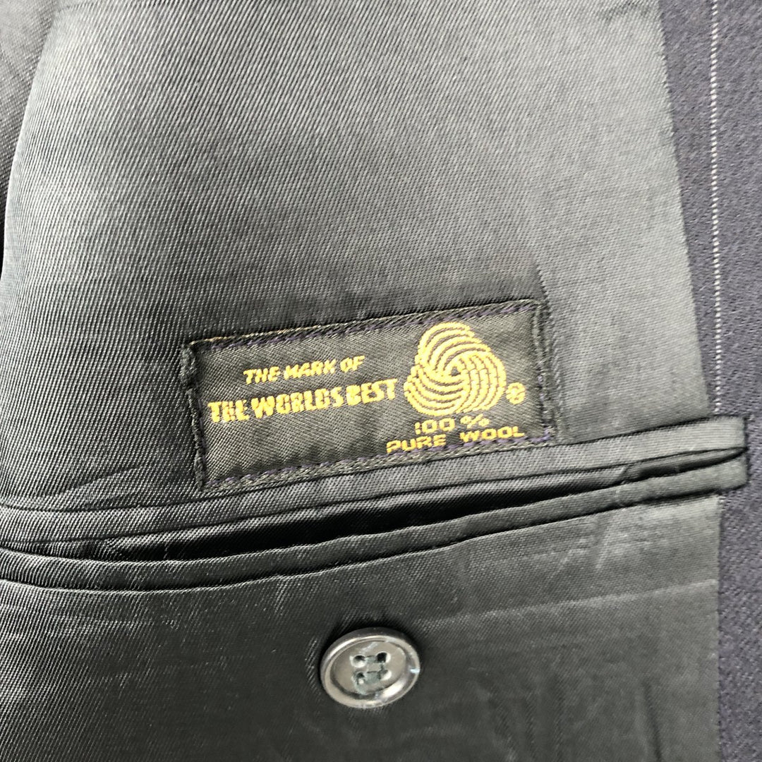 Varsity Town Striped Pattern Wool Tailored Jacket, Men's Size Medium wool navy blue type Vintage Second Hand