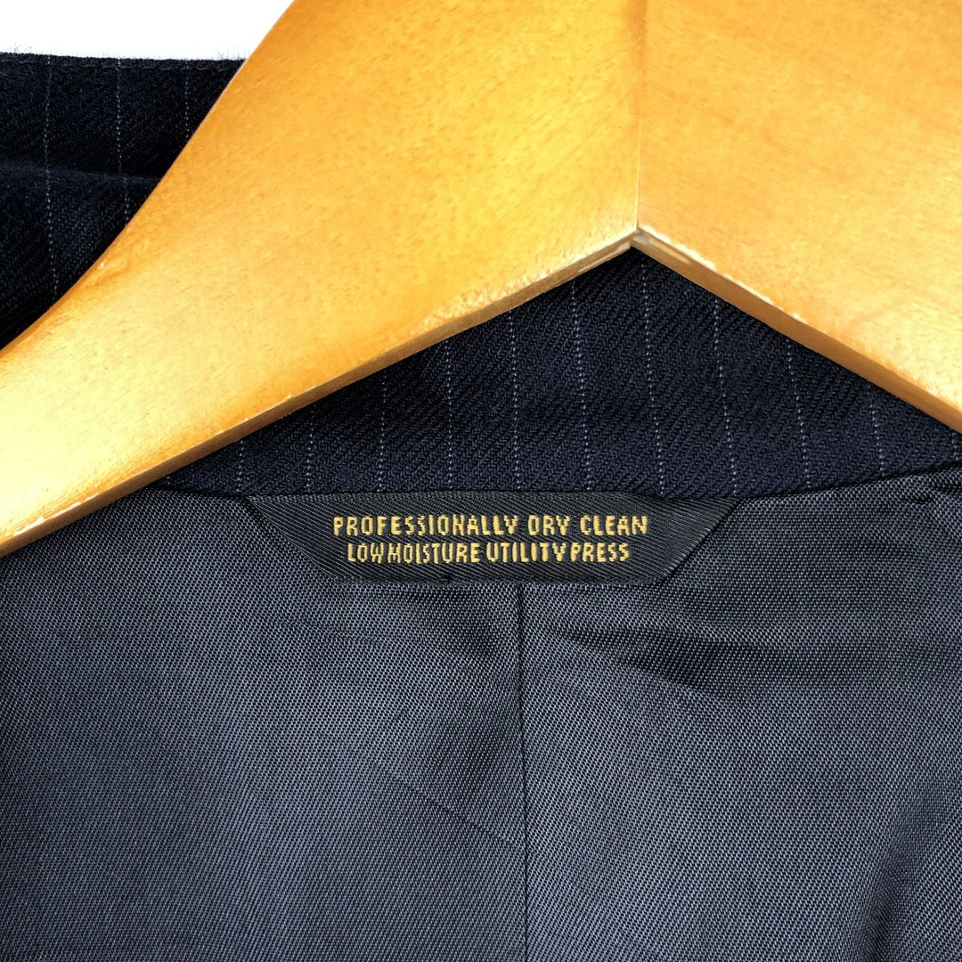 Varsity Town Striped Pattern Wool Tailored Jacket, Men's Size Medium wool navy blue type Vintage Second Hand