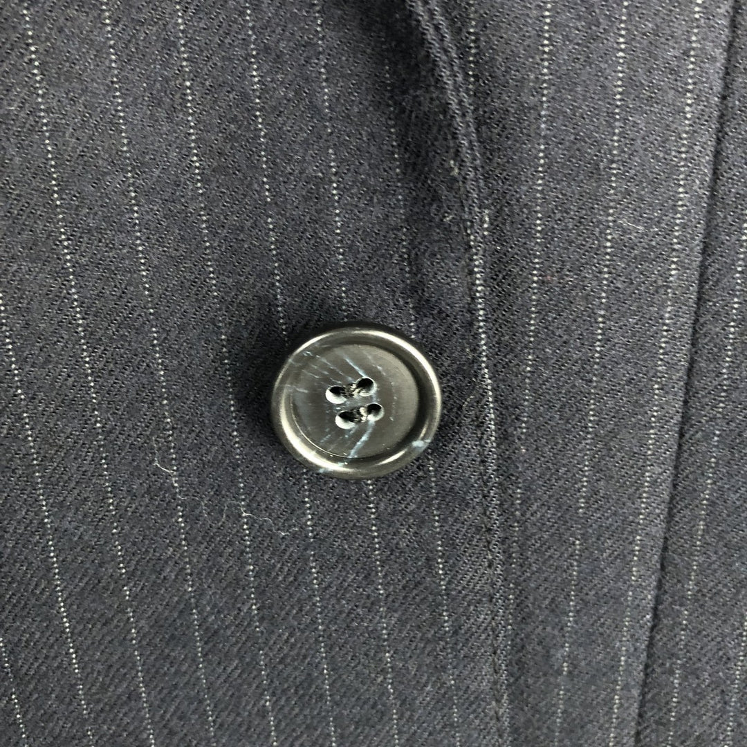 Varsity Town Striped Pattern Wool Tailored Jacket, Men's Size Medium wool navy blue type Vintage Second Hand