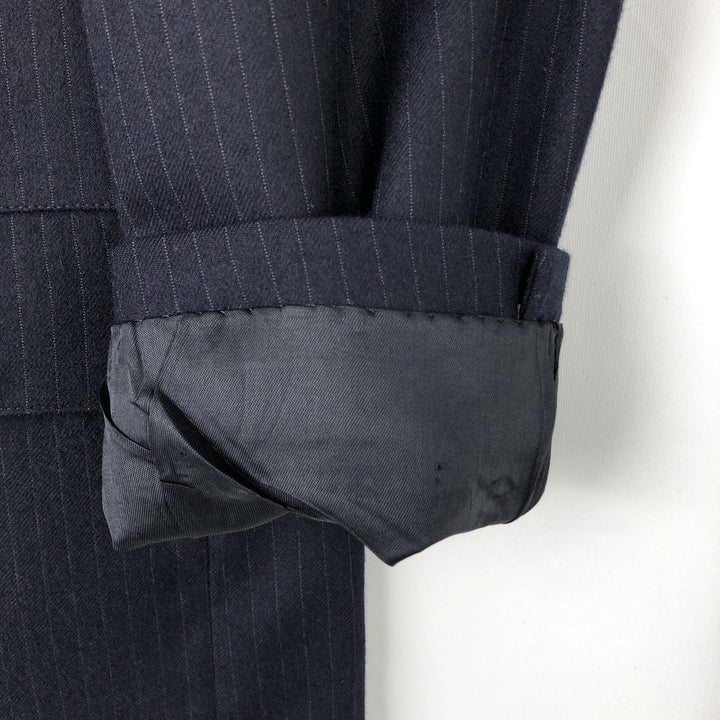 Varsity Town Striped Pattern Wool Tailored Jacket, Men's Size Medium wool navy blue type Vintage Second Hand